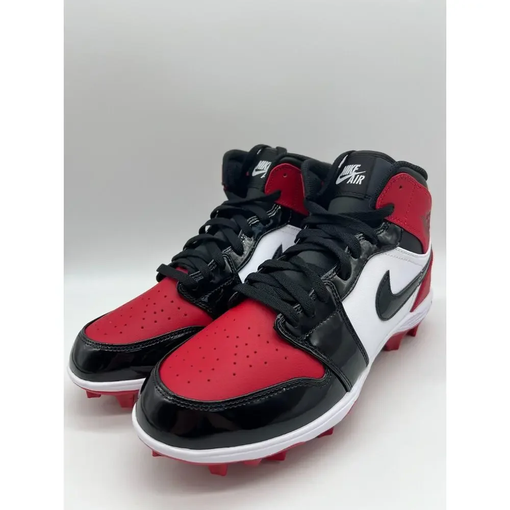 Jordan 1 Mid TD Cleat Bred Toe Men’s Size 10 Football Cleats FJ6805-601 New